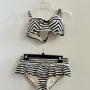 Juicy Couture Black and White Striped Bikini